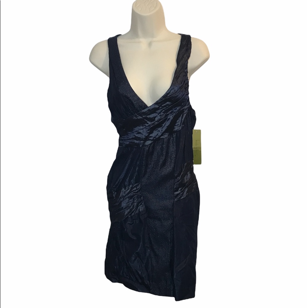 NEW Nicole Miller Blue Metallic Cocktail Dress 6 S